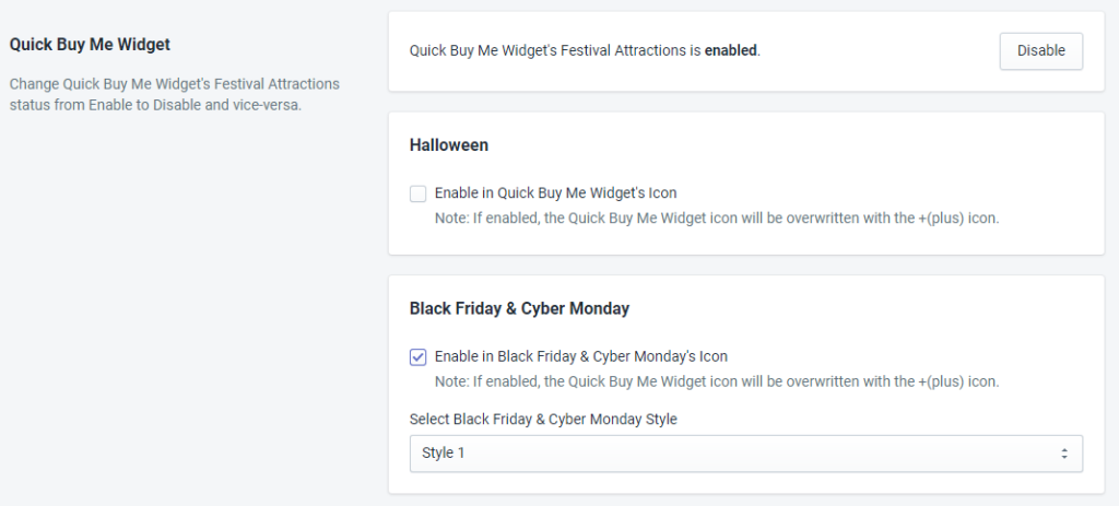 Quick Buy Me Widget Status For Black Friday And Cyber Monday By MakeProSimp