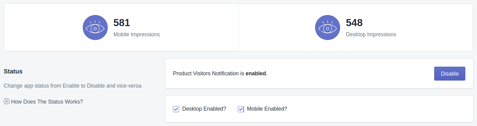 Product Visitors Status