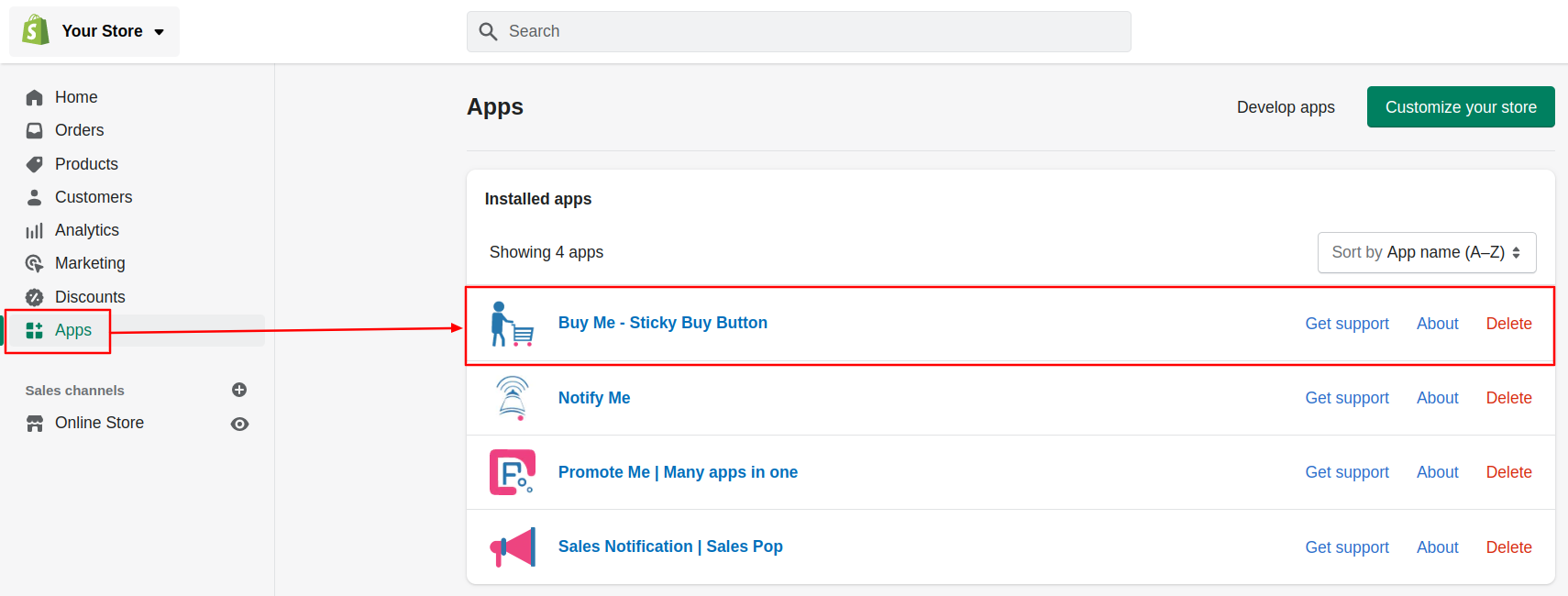 Shopify Admin App List BM