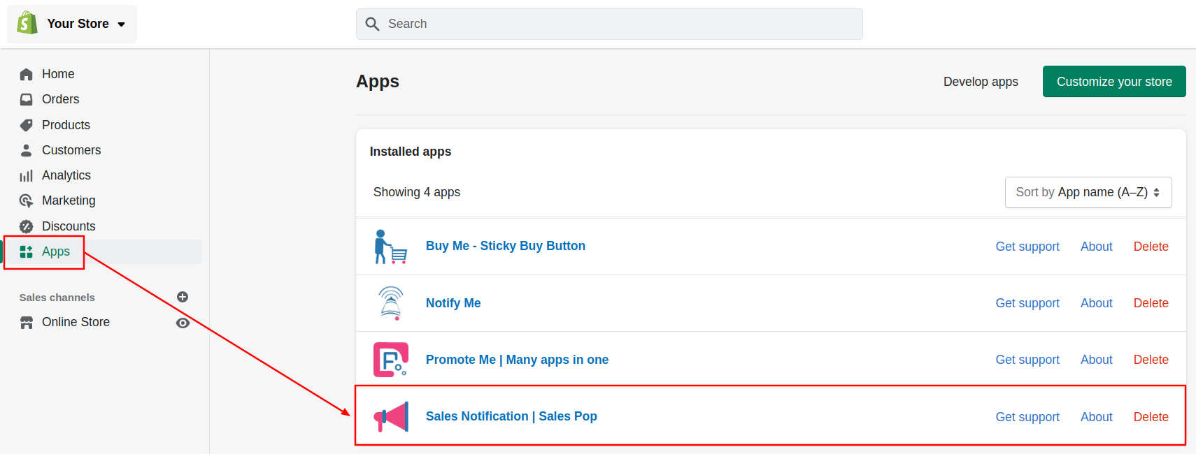 Shopify Admin App List SN