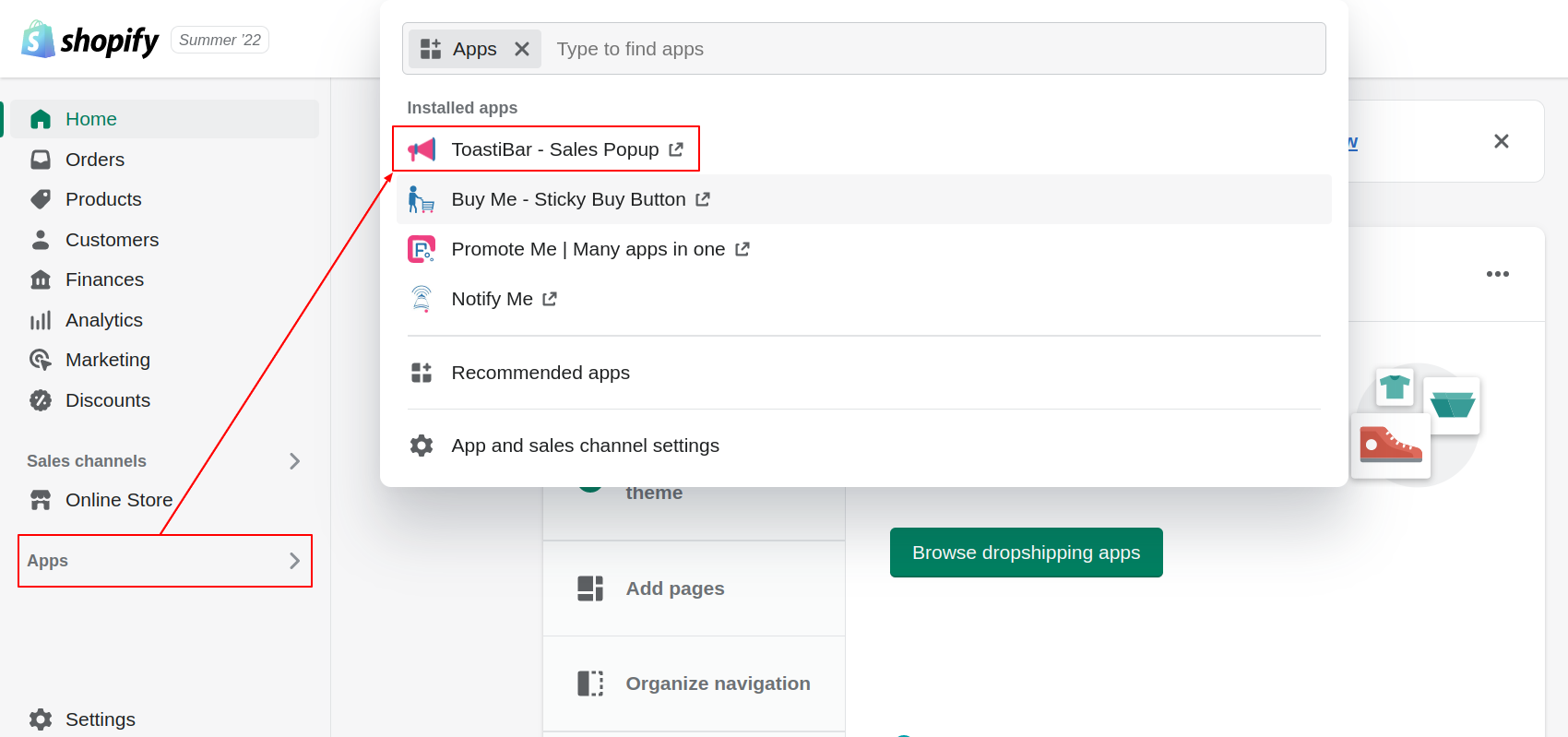 Shopify Admin App List ToastiBar Sales Popup App